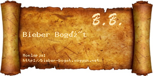 Bieber Bogát névjegykártya